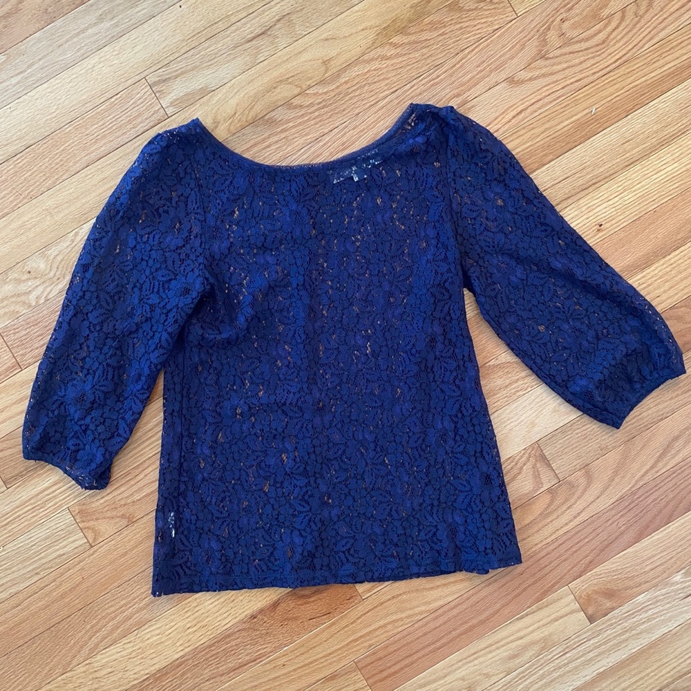 Loft Navy lace blouse